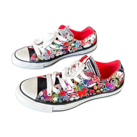 Converse All Star Chuck Taylor Low Top Sneakers Women's US Size 7 Black Multi - Picture 1 of 12